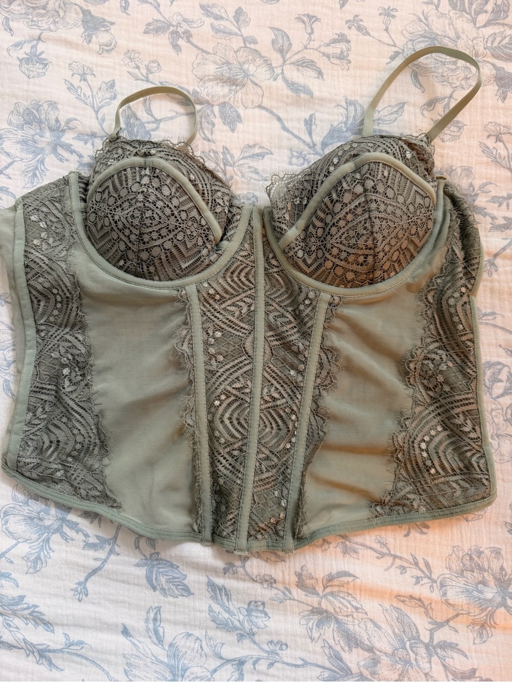 Garage Olive Lace Bustier with Underwire